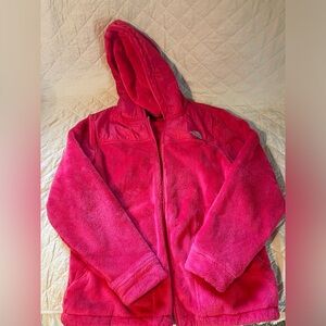 The North Face pink fleece jacket with hood. XL